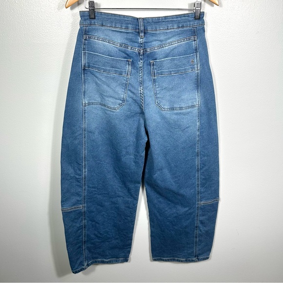 Pilcro Anthropologie Blue Wide Leg Cropped Barrel Denim Jeans Size 28 Tall Chic - Picture 4 of 15